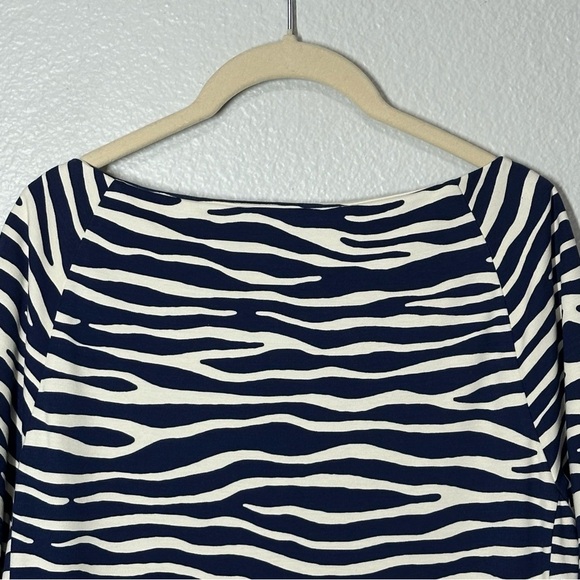 J. McLaughlin Sheath Dress Women's Medium M Navy Cream Zebra Stretch Career - Picture 7 of 8